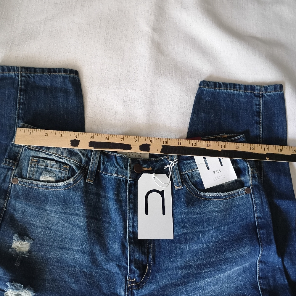 Nature High Rise size 9/28 medium blue jeans distress Capri denim 100% cotton - Picture 11 of 13